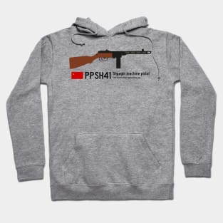 PPSH41 Shpagin machine pistol Historical 1941 Soviet Union machine gun USSR black. Hoodie